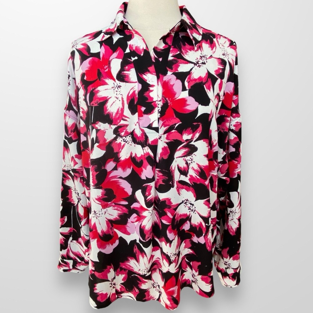 Rafaella Woman's Size XL Shirt Top Tunic Long Sleeve Flowy Pink